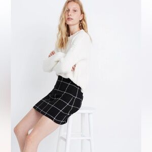 NWOT Madewell Museum Patch-Pocket Mini Skirt in Black and White Windowpane